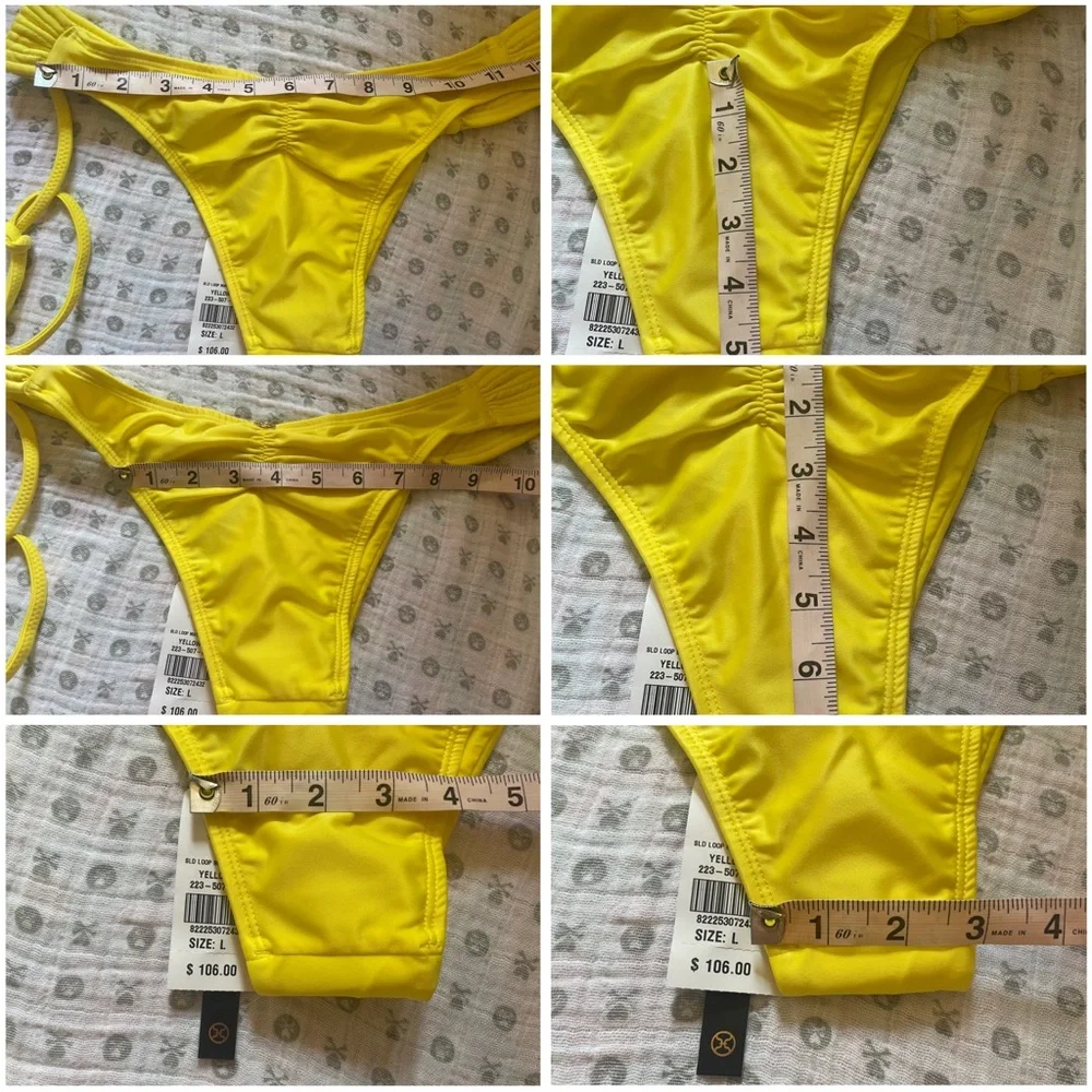 VIX SWIMWEAR SOLID YELLOW MATELASSE BIKINI SET SIZE LARGE (6-8) NWT - Picture 9 of 11
